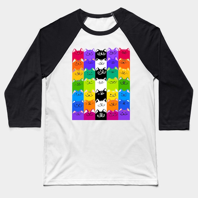 Colorful Cats! Baseball T-Shirt by RawSunArt